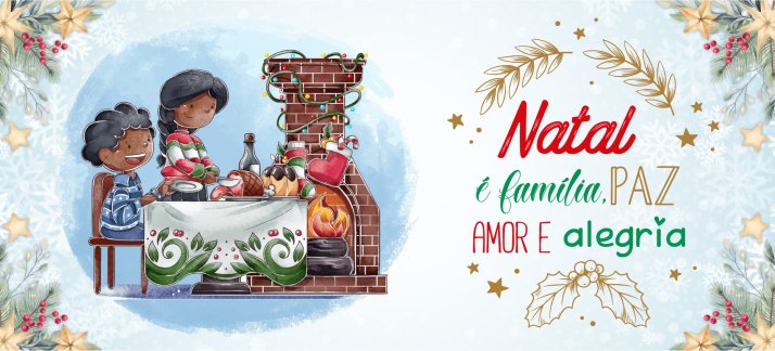 Arte para caneca: Natal é família, paz, amor e alegria - Natal