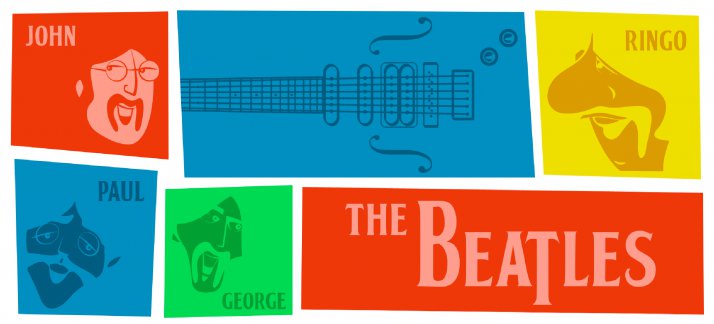 Arte para caneca: The Beatles, colorida - Música