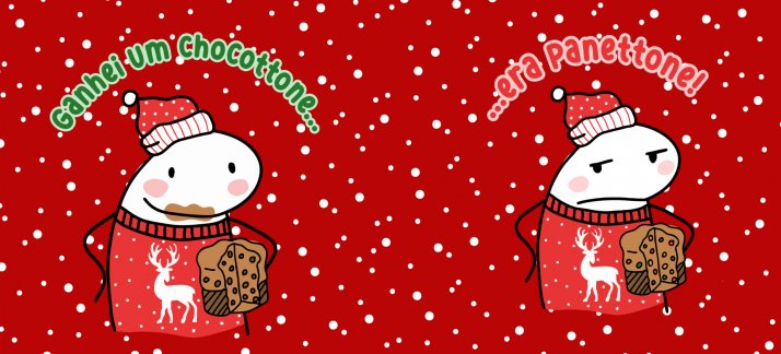 Arte para caneca: Natal, Flork - Ganhei um chocottone... era panettone! - Natal