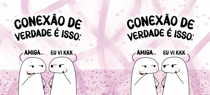 Arte para caneca: Amizade, Flork - Conexão de verdade é isso: amiga... eu vi kkk - Engraçadas/Divertidas