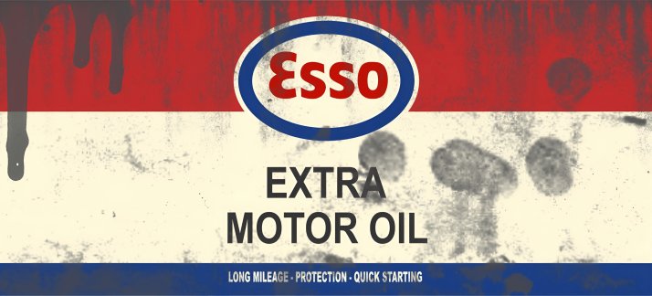 Arte para caneca: Lata de óleo, Esso - extra motor oil - Engraçadas/Divertidas