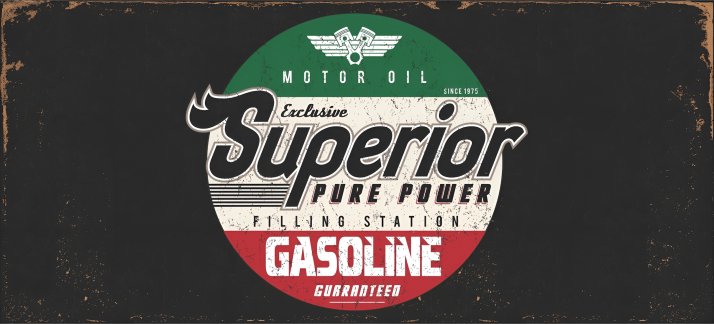 Arte para caneca: Lata de óleo, Gasoline Superior - exclusive motor oil - Engraçadas/Divertidas