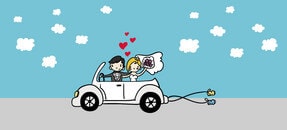 Arte similar: Carro e recém casados