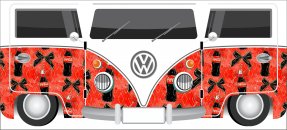 Arte similar: Kombi vermelha com estampas da Coca-Cola, Volkswagen