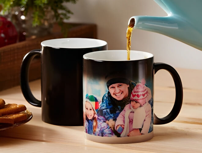 Caneca mágica preta com foto