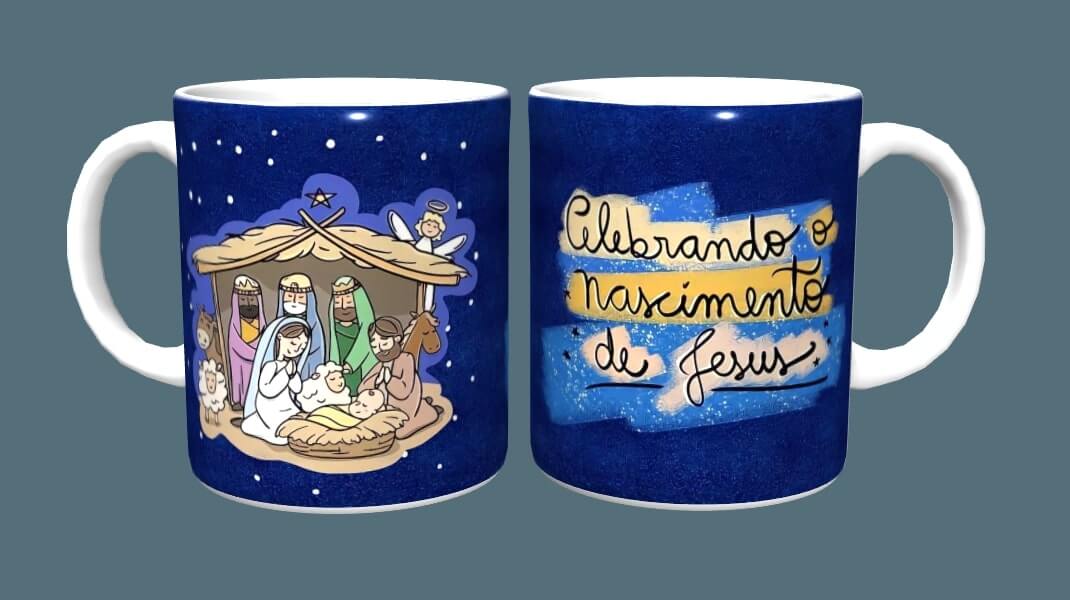 Arte para caneca de Natal - Nascimento de Jesus